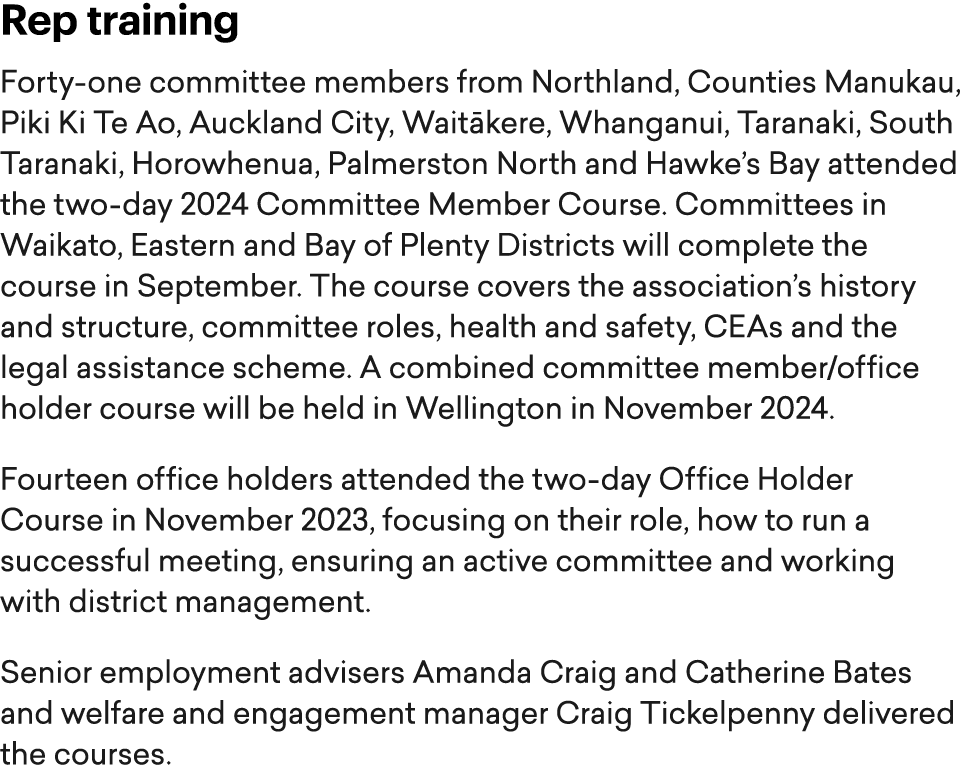 Rep training Forty one committee members from Northland, Counties Manukau, Piki Ki Te Ao, Auckland City, Wait kere, W...