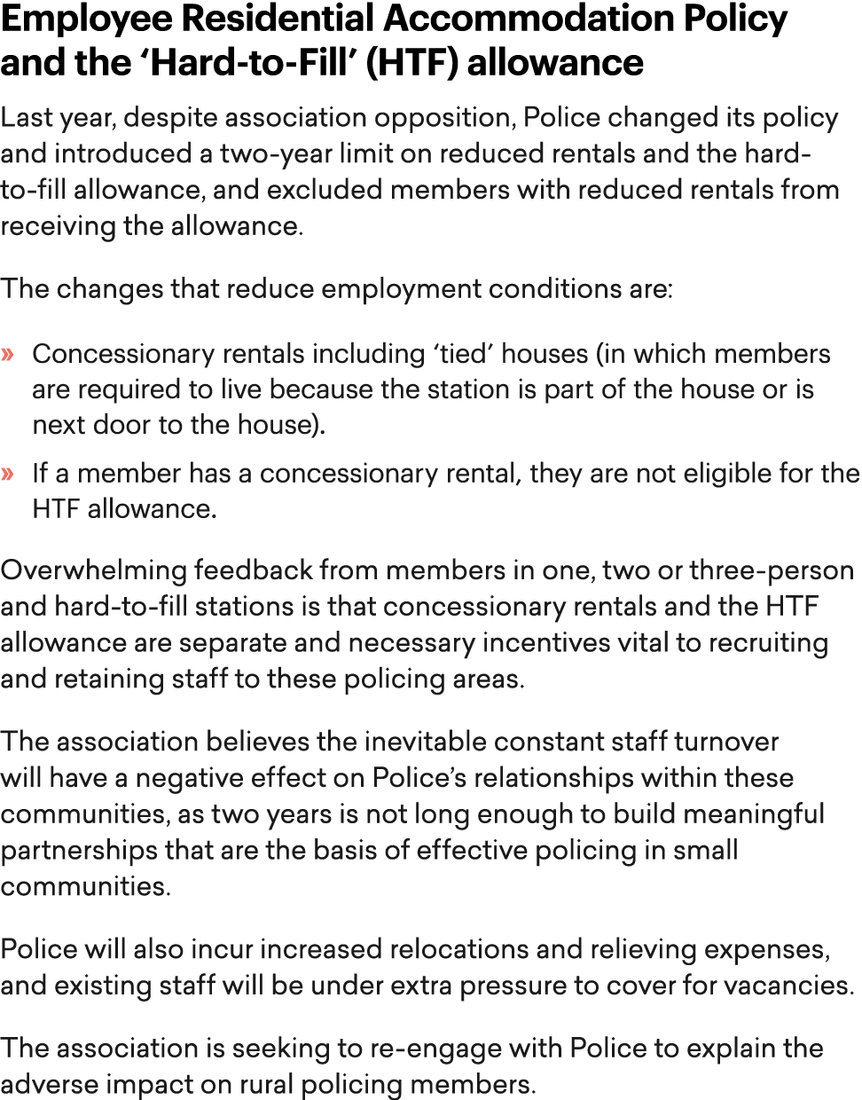 Employee Residential Accommodation Policy and the ‘Hard to Fill’ (HTF) allowance Last year, despite association oppos...
